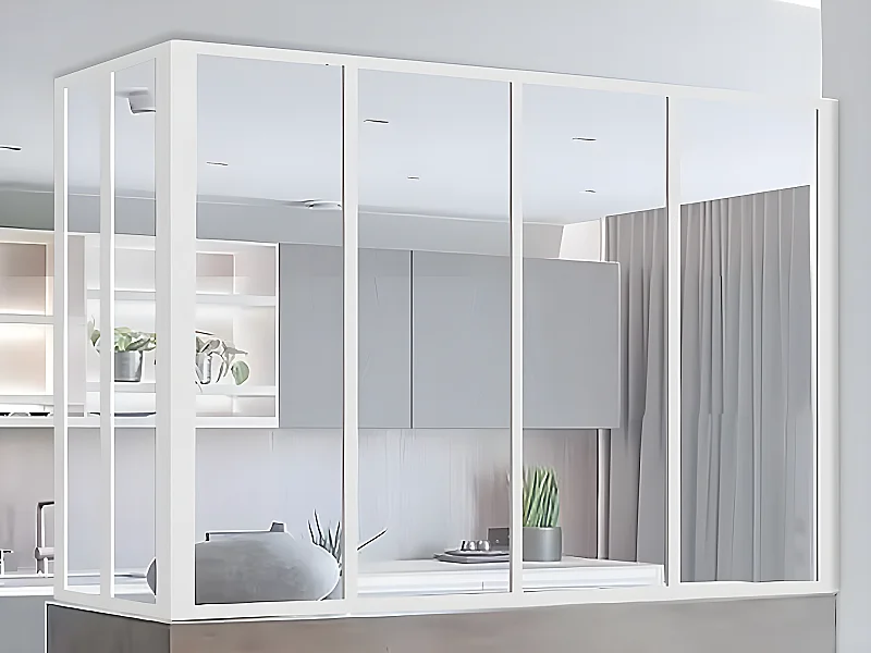 Verrière d'angle atelier en aluminium thermolaqué - L120 x L60 x H105 cm - Blanc - BAYVIEW