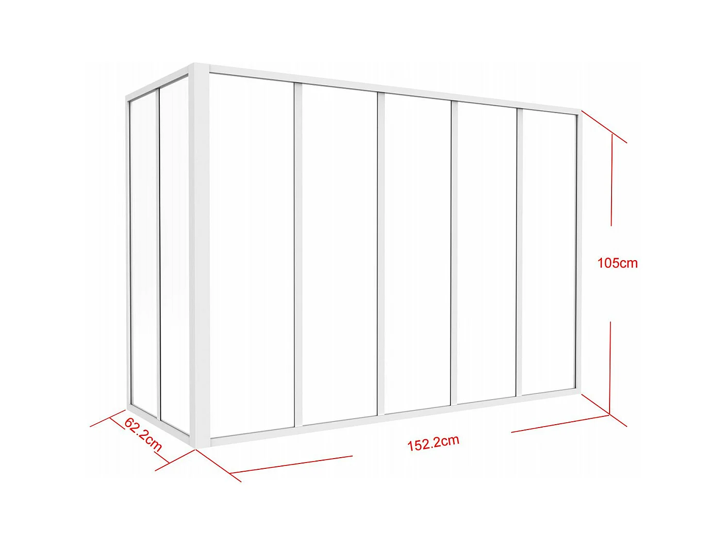 Cristalera angular de taller de aluminio termolacado - Ancho 180 x Ancho 150 x Alt. 105 - blanco - BAYVIEW