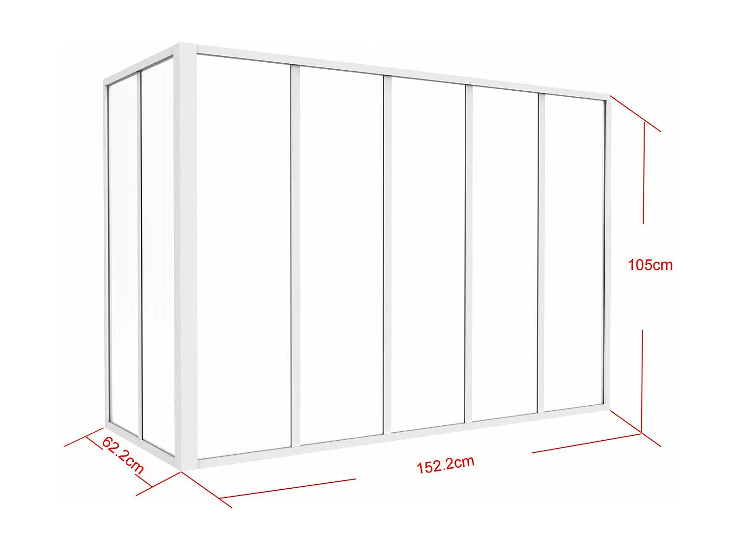 Hjørne-atelierglasparti i pulverlakeret aluminium - L150 x L60 x H105 cm - Hvid - BAYVIEW
