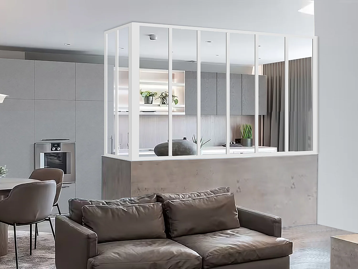 Verrière d'angle atelier en aluminium thermolaqué - L180 x L60 x H105 cm - Blanc - BAYVIEW