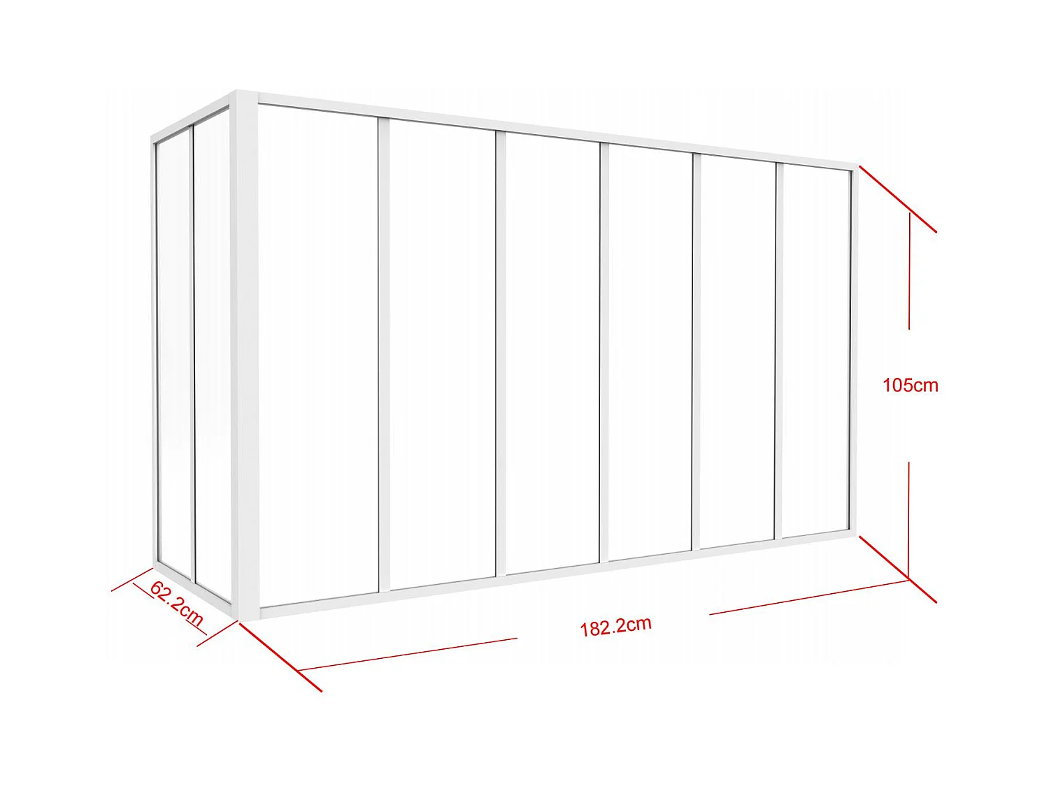 Hjørneglassvindu i lakkert aluminium - L180 x L60 x H105 cm - Hvit - BAYVIEW