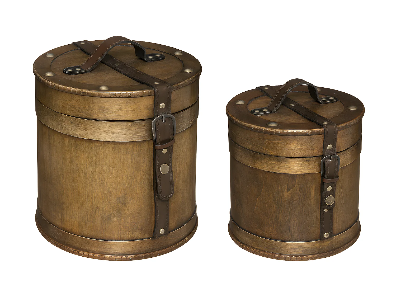 Lot de 2 Boîtes de rangement Rondes Rétro