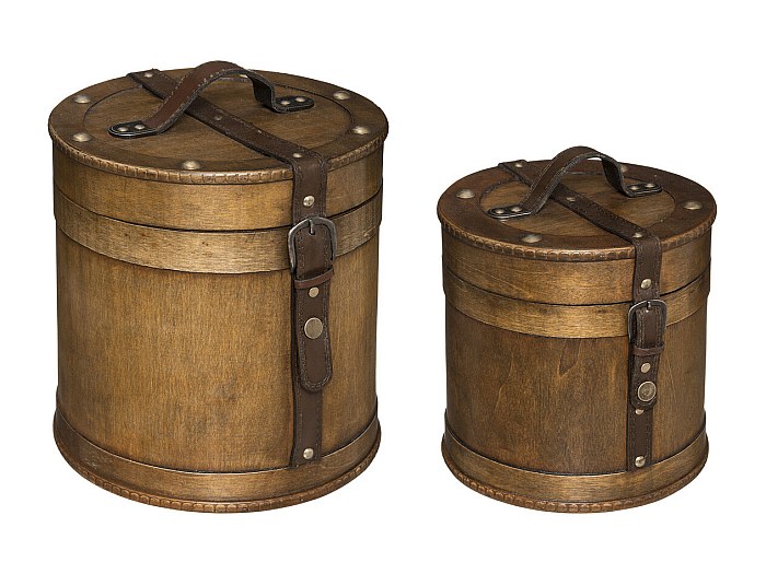 Lot de 2 Boîtes de rangement Rondes Rétro