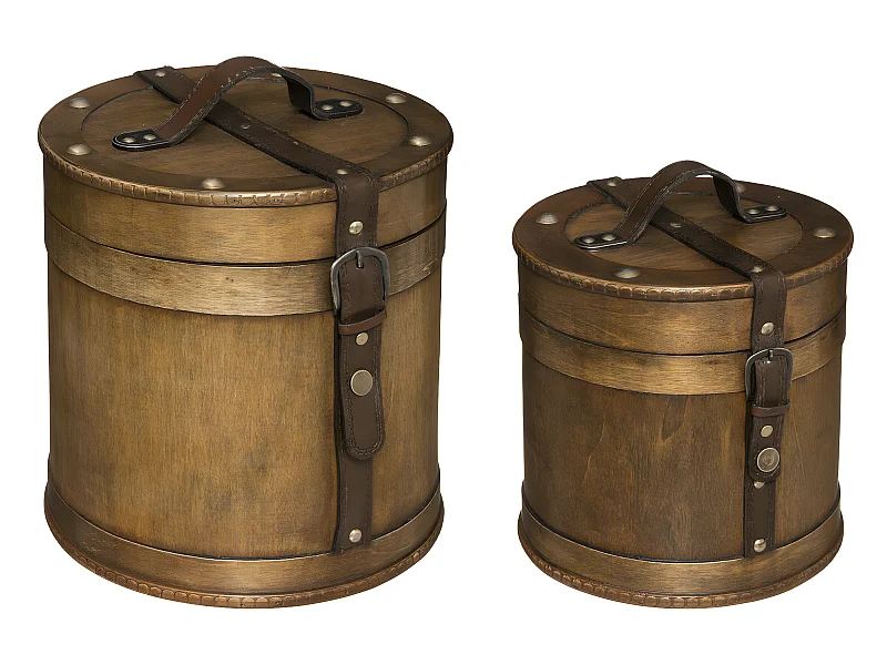 Lot de 2 Boîtes de rangement Rondes Rétro