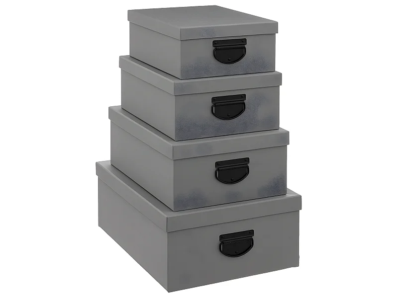 Lot de 4 Boites de rangement Gris Foncé aspect Jute