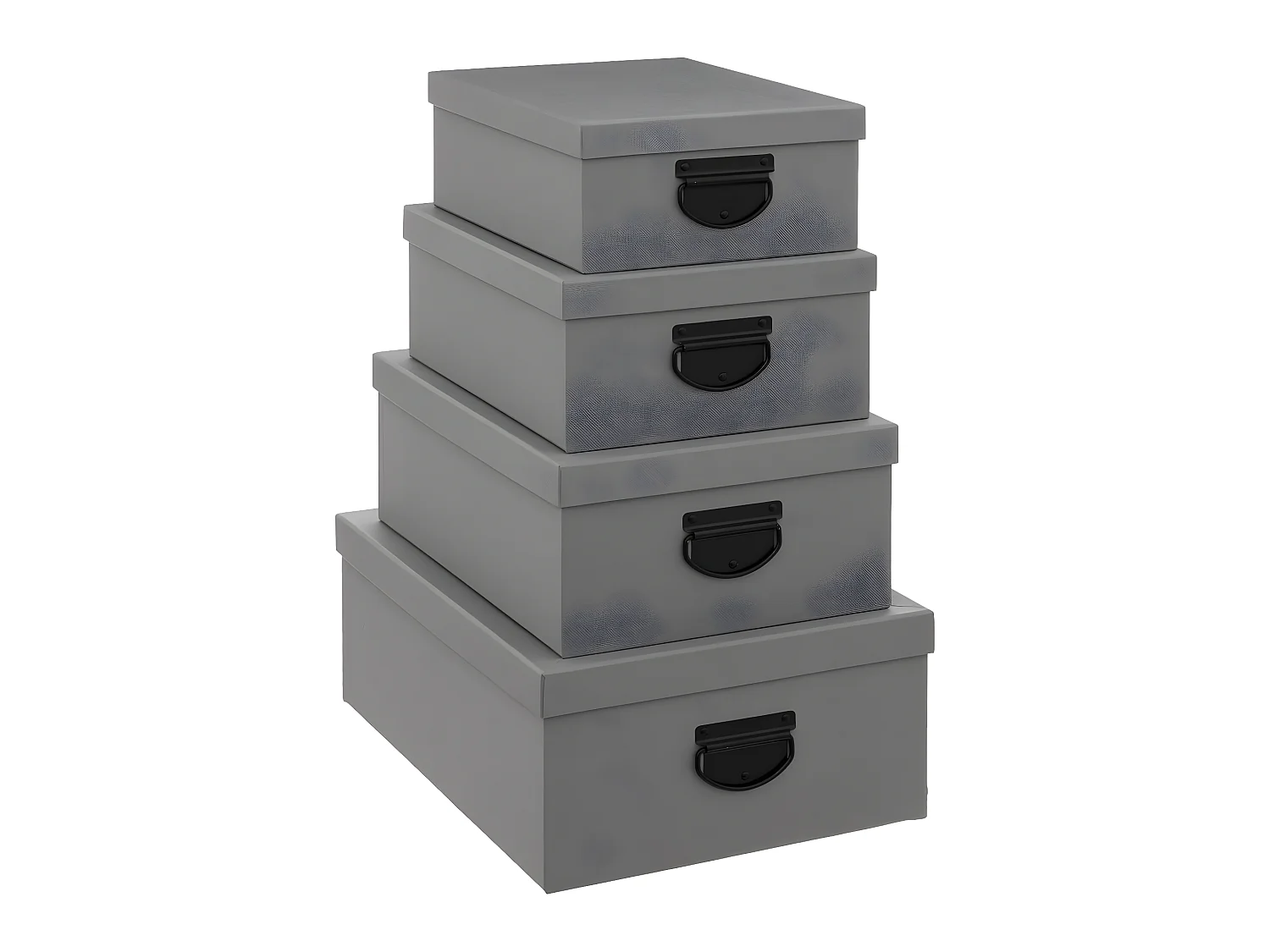 Lot de 4 Boites de rangement Gris Foncé aspect Jute