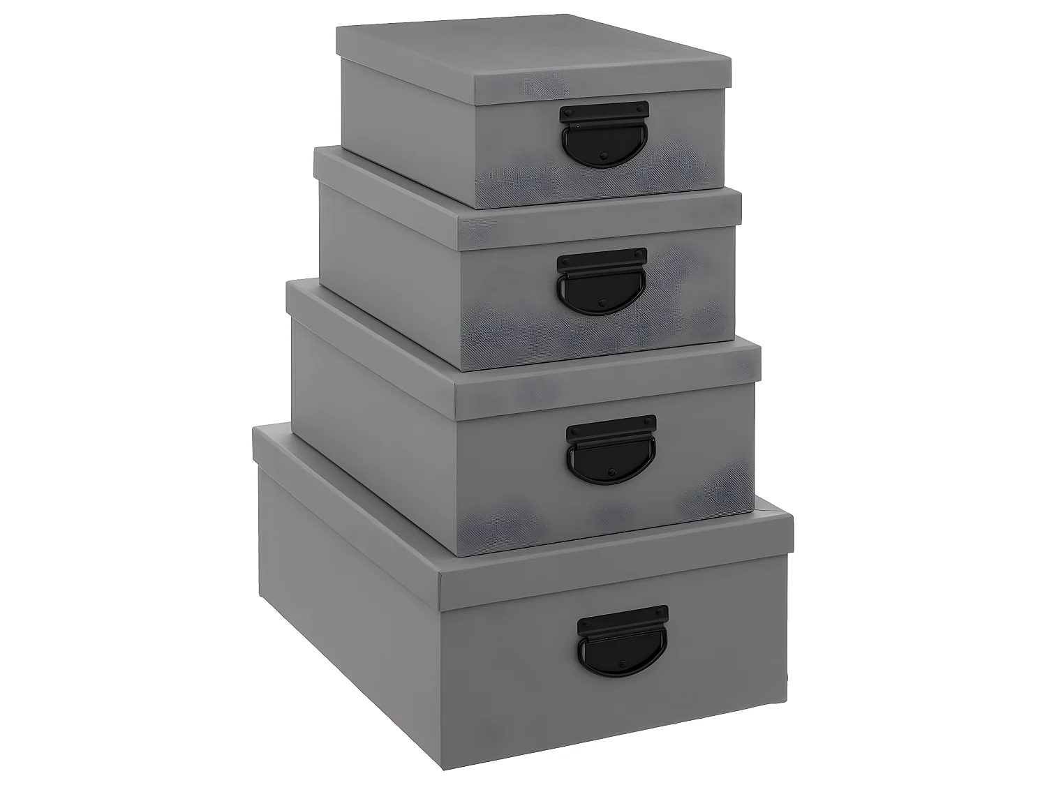 Lot de 4 Boites de rangement Gris Foncé aspect Jute