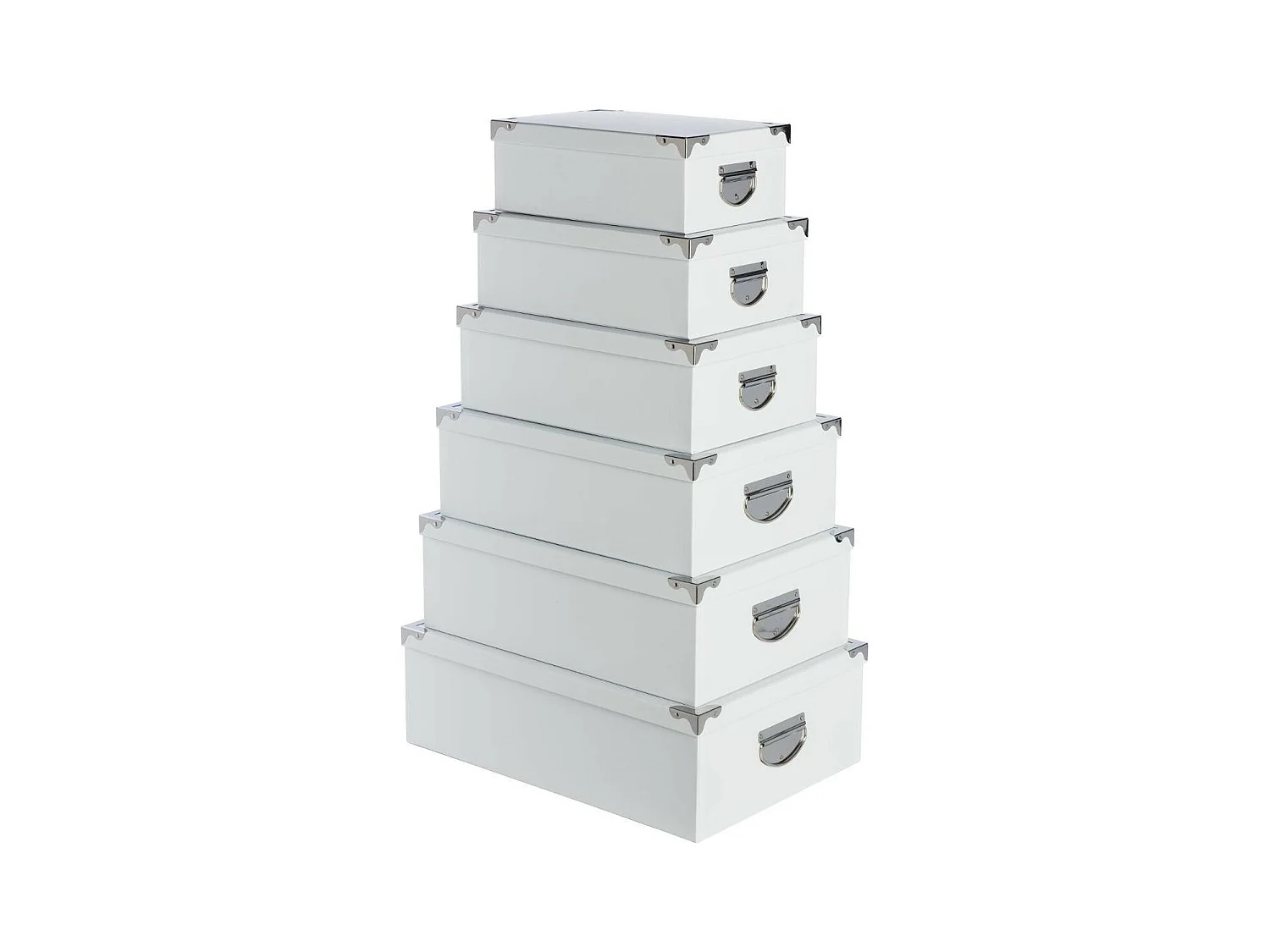 Lot de 6 Boites de rangement avec coins en métal  uni blanc