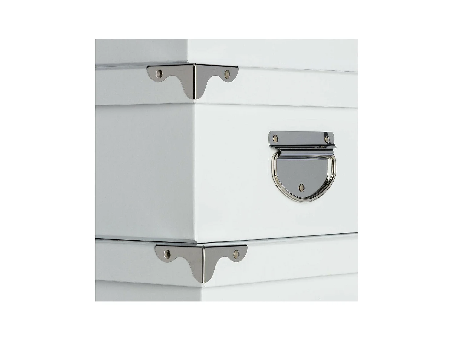 Lot de 6 Boites de rangement avec coins en métal  uni blanc