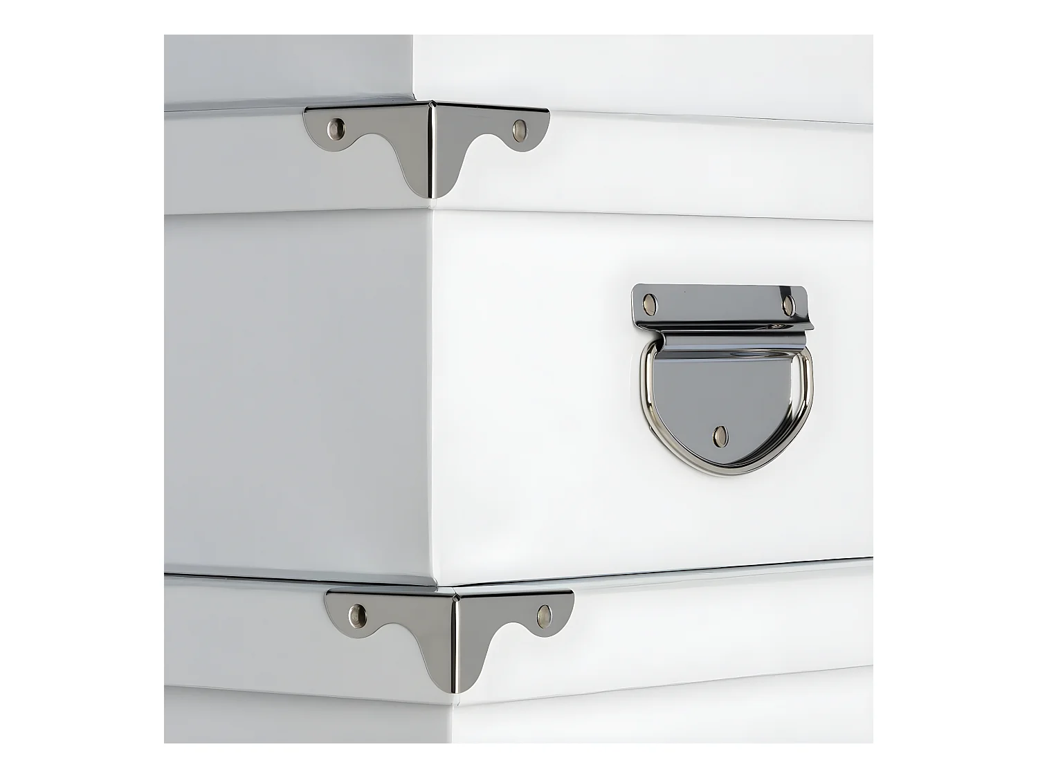 Lot de 6 Boites de rangement avec coins en métal  uni blanc