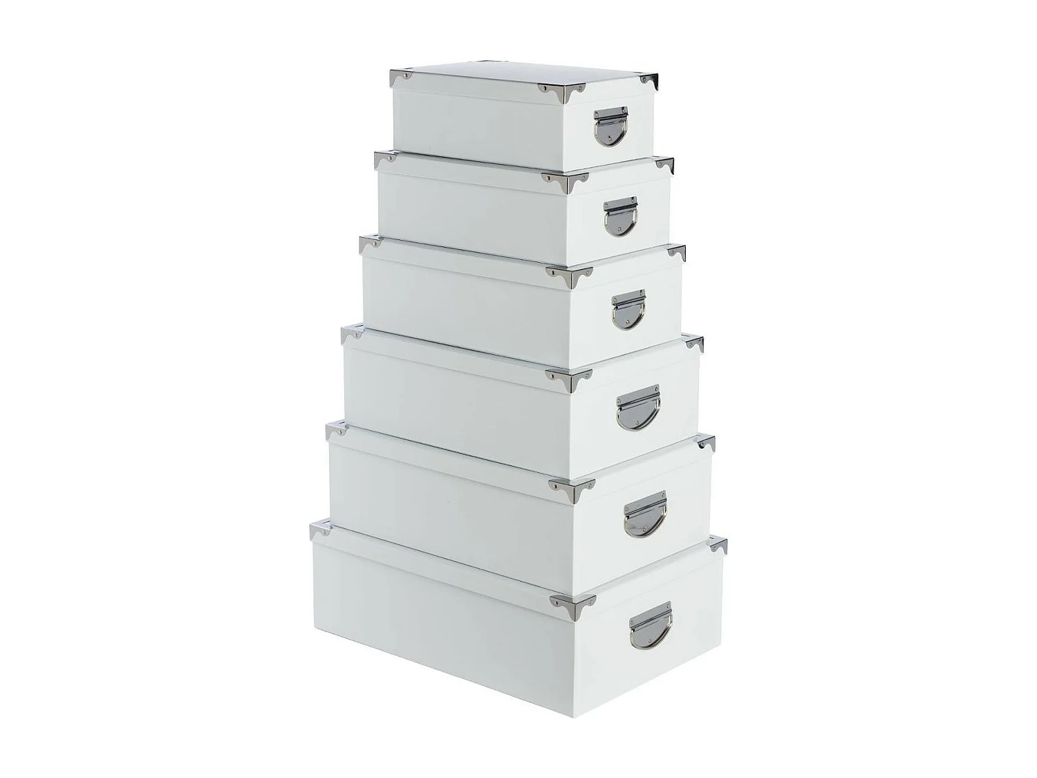 Lot de 6 Boites de rangement avec coins en métal  uni blanc