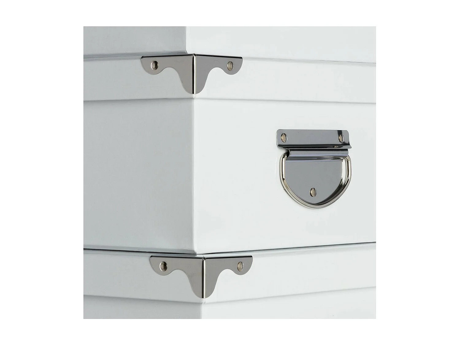 Lot de 6 Boites de rangement avec coins en métal  uni blanc