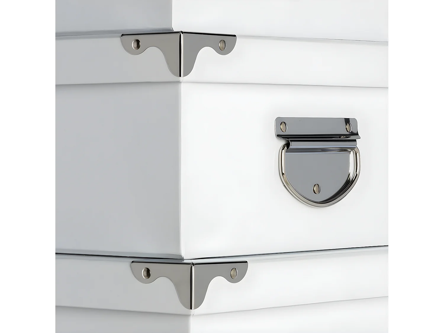 Lot de 6 Boites de rangement avec coins en métal  uni blanc