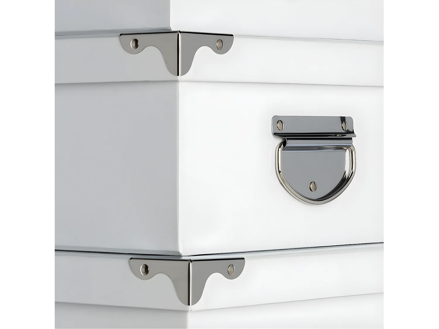 Lot de 6 Boites de rangement avec coins en métal  uni blanc