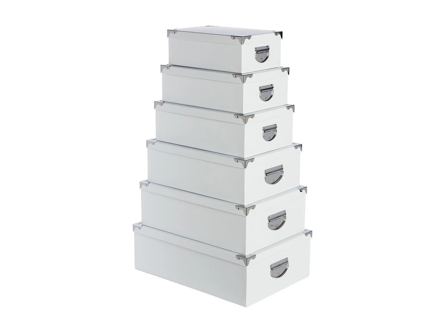 Lot de 6 Boites de rangement avec coins en métal  uni blanc
