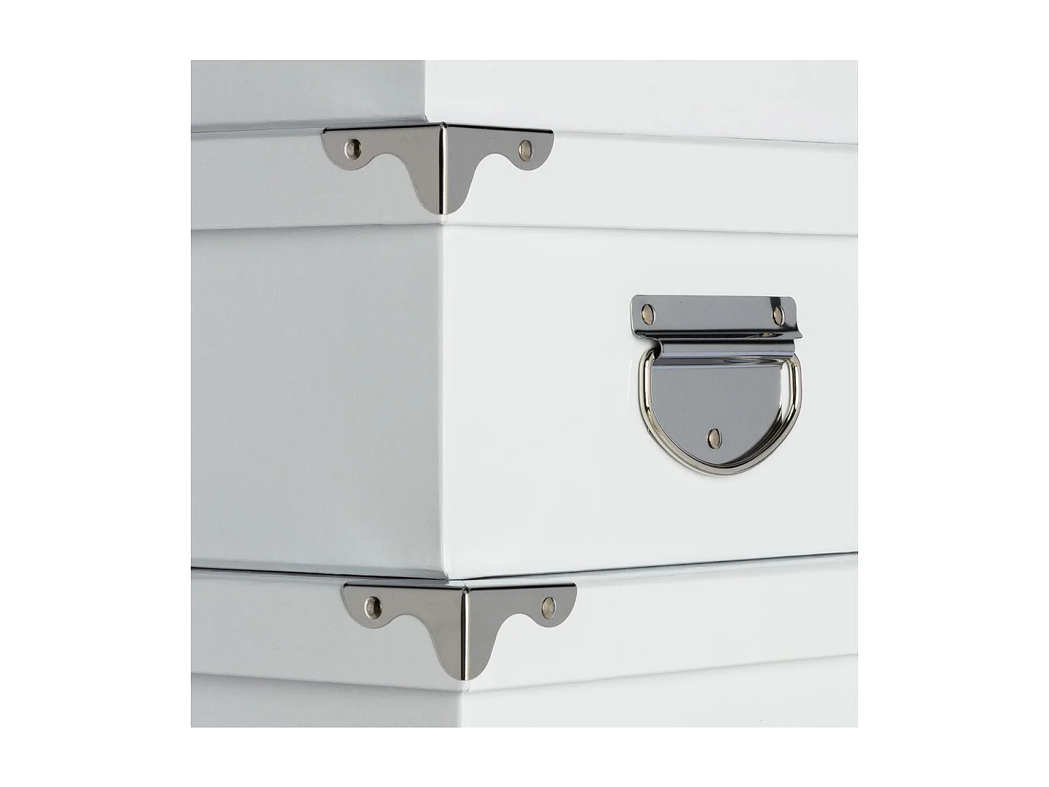 Lot de 6 Boites de rangement avec coins en métal  uni blanc