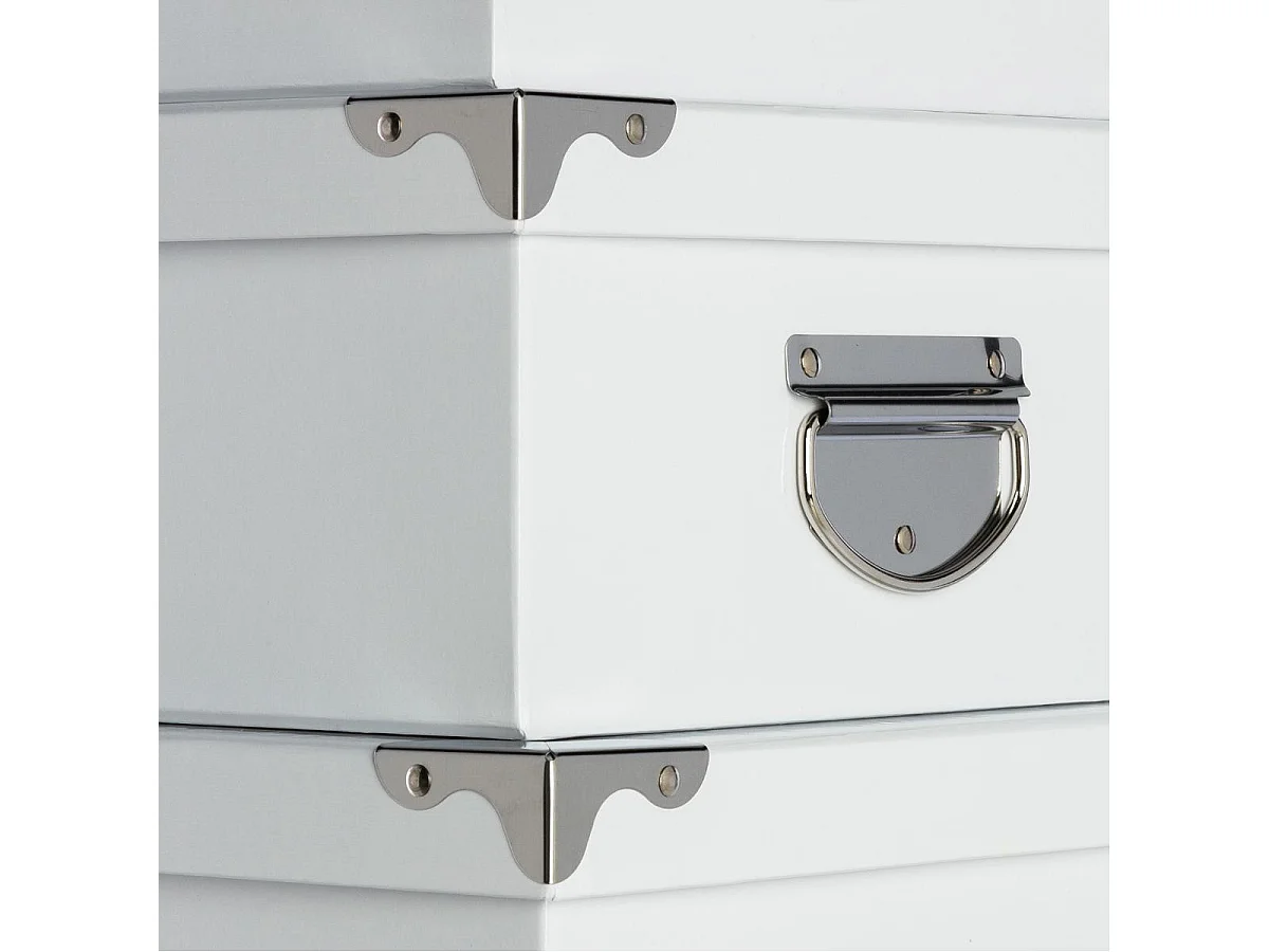 Lot de 6 Boites de rangement avec coins en métal  uni blanc