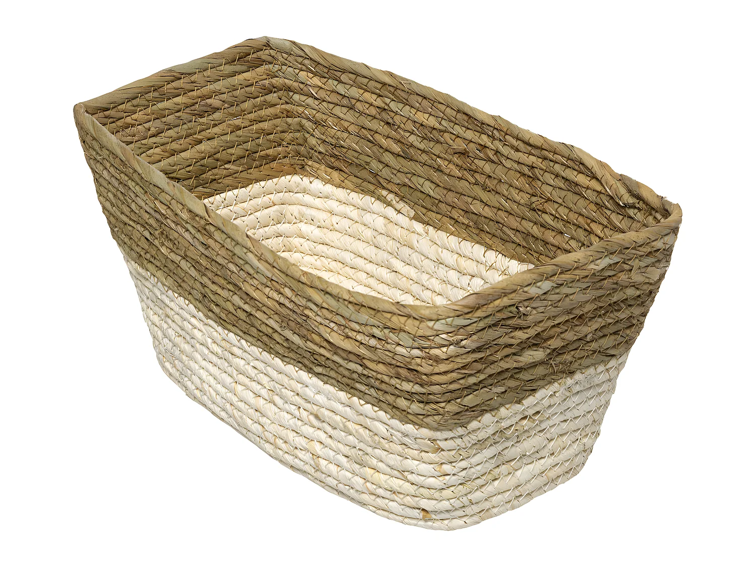 Panier de rangement Blanc bicolore tressé 15 x 31 cm