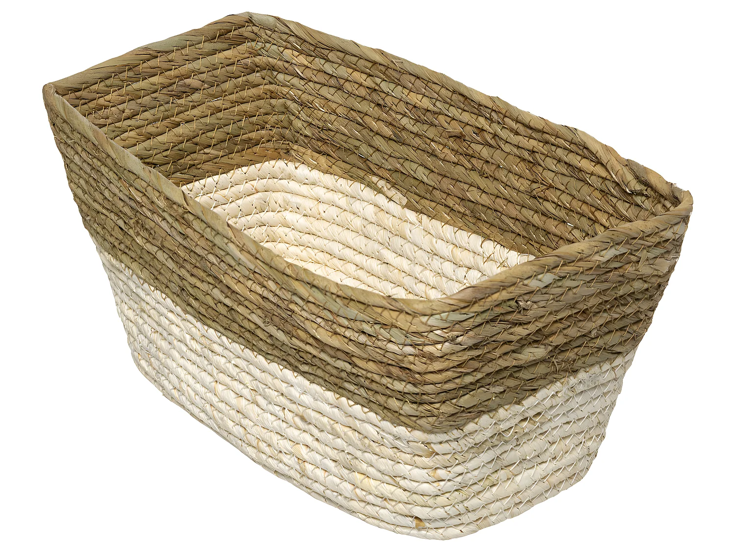 Panier de rangement Blanc bicolore tressé 15 x 31 cm