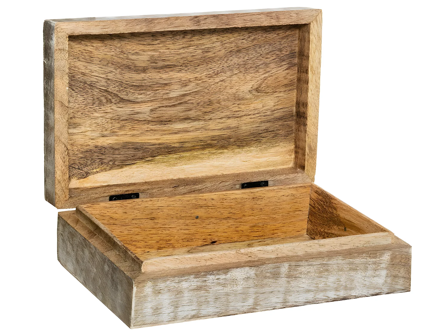 Lot de 2 Boîtes de rangement en Manguier sculpté et blanchi