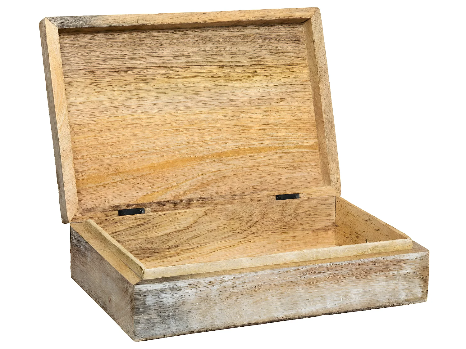 Lot de 2 Boîtes de rangement en Manguier sculpté et blanchi