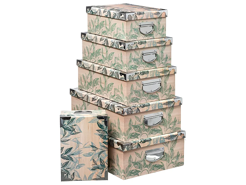 Lot de 6 Boîtes de rangement avec poignées et coins en métal déco Harmony