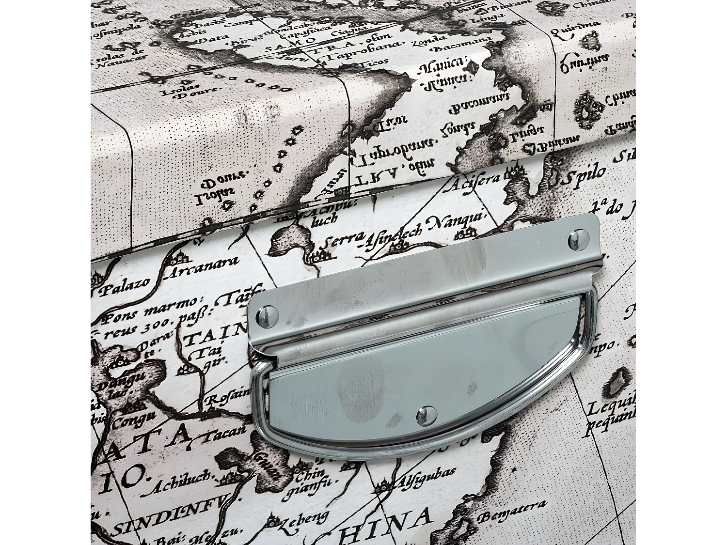 Lot de 6 Boîtes de rangement avec poignées et coins en métal déco Indonésie