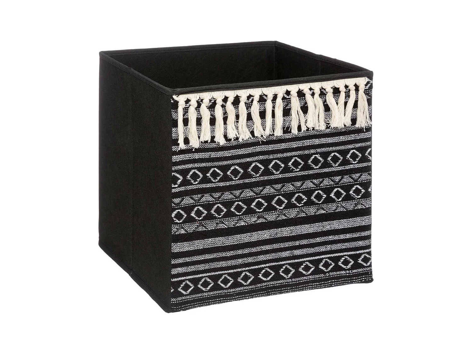 Boîte de Rangement déco Ethnique avec Pompons 31 x 31 cm