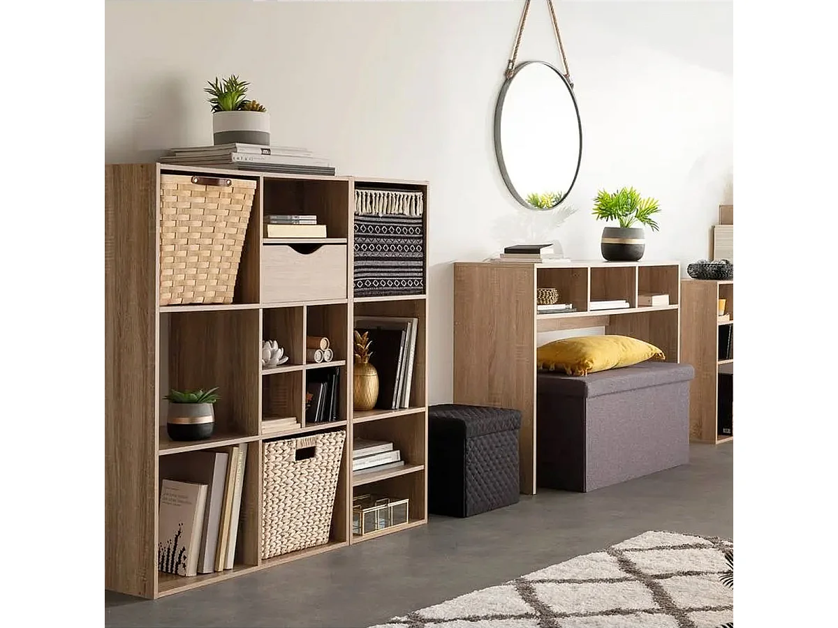 Boîte de Rangement déco Ethnique avec Pompons 31 x 31 cm