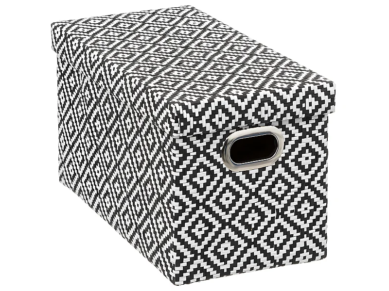 Boite de rangement avec couvercle 15 x 31 x 15 cm déco Noir & Blanc