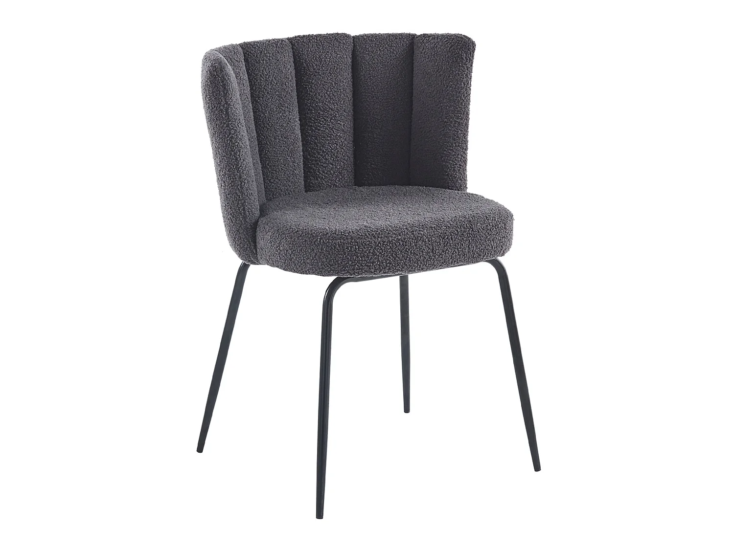 Lot de 4 chaise de salle à manger rembourrée en tissu au crochet gris - Longueur 57 x Profondeur 60 x Hauteur 79 cm