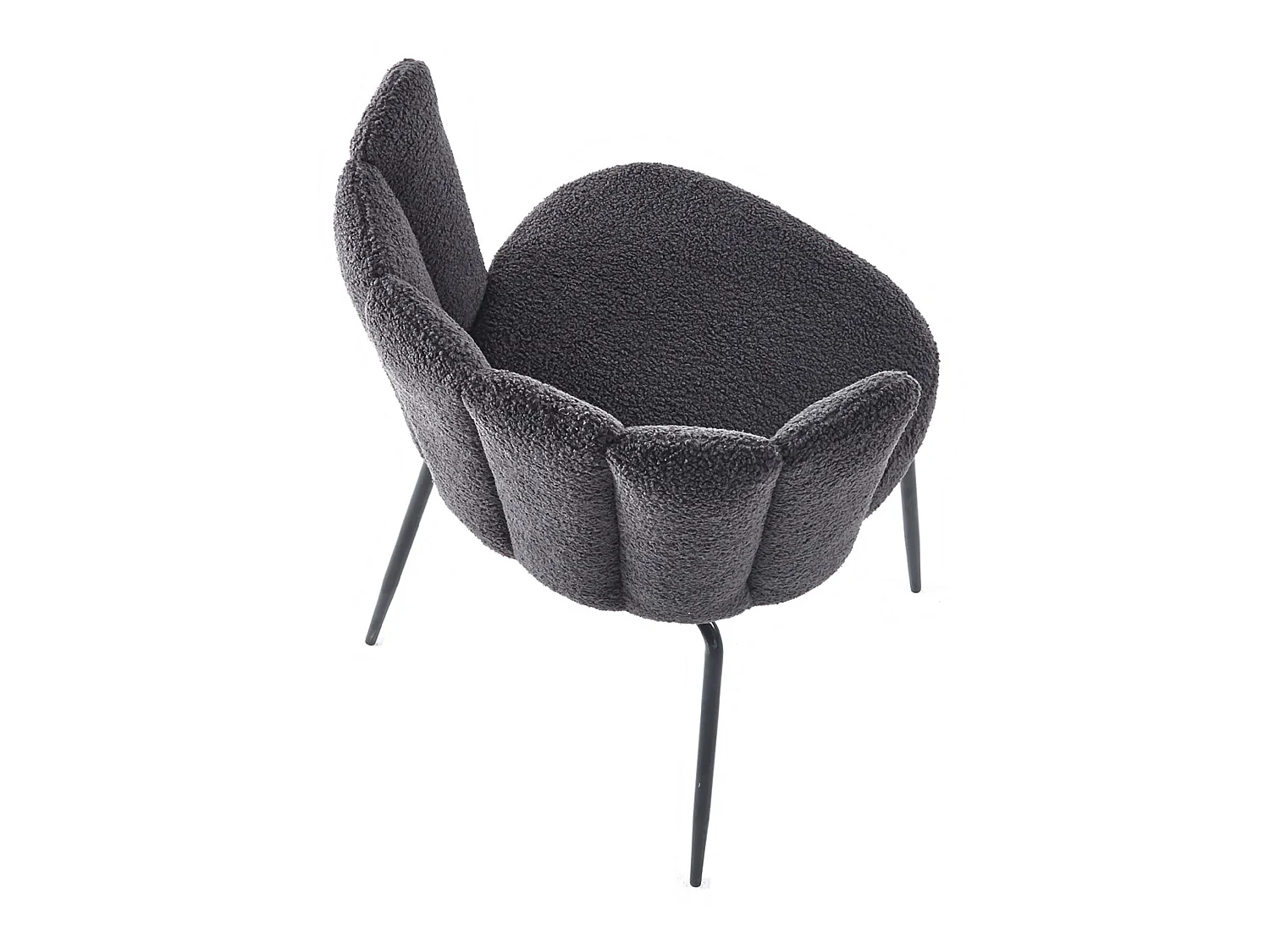 Lot de 4 chaise de salle à manger rembourrée en tissu au crochet gris - Longueur 57 x Profondeur 60 x Hauteur 79 cm