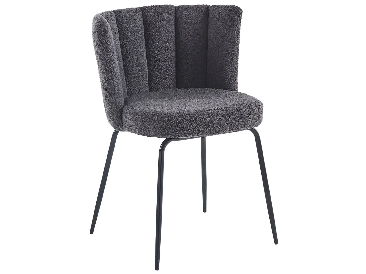 Lot de 4 chaise de salle à manger rembourrée en tissu au crochet gris - Longueur 57 x Profondeur 60 x Hauteur 79 cm