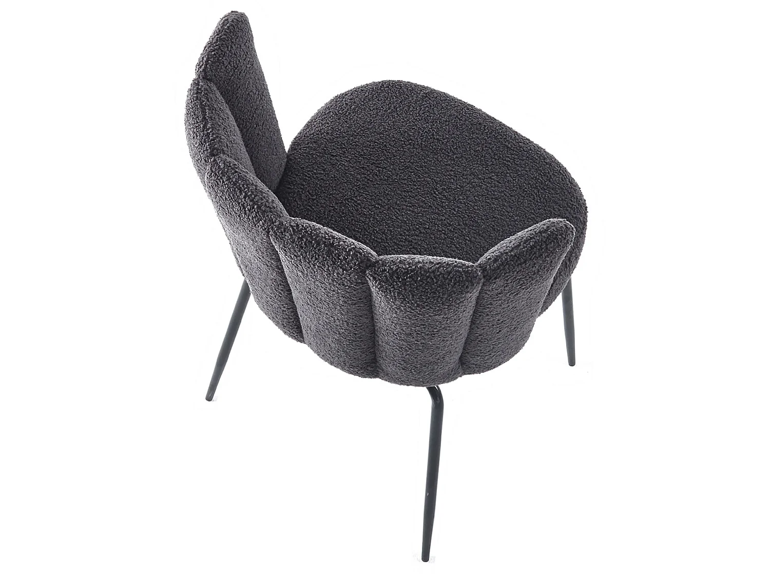Lot de 4 chaise de salle à manger rembourrée en tissu au crochet gris - Longueur 57 x Profondeur 60 x Hauteur 79 cm