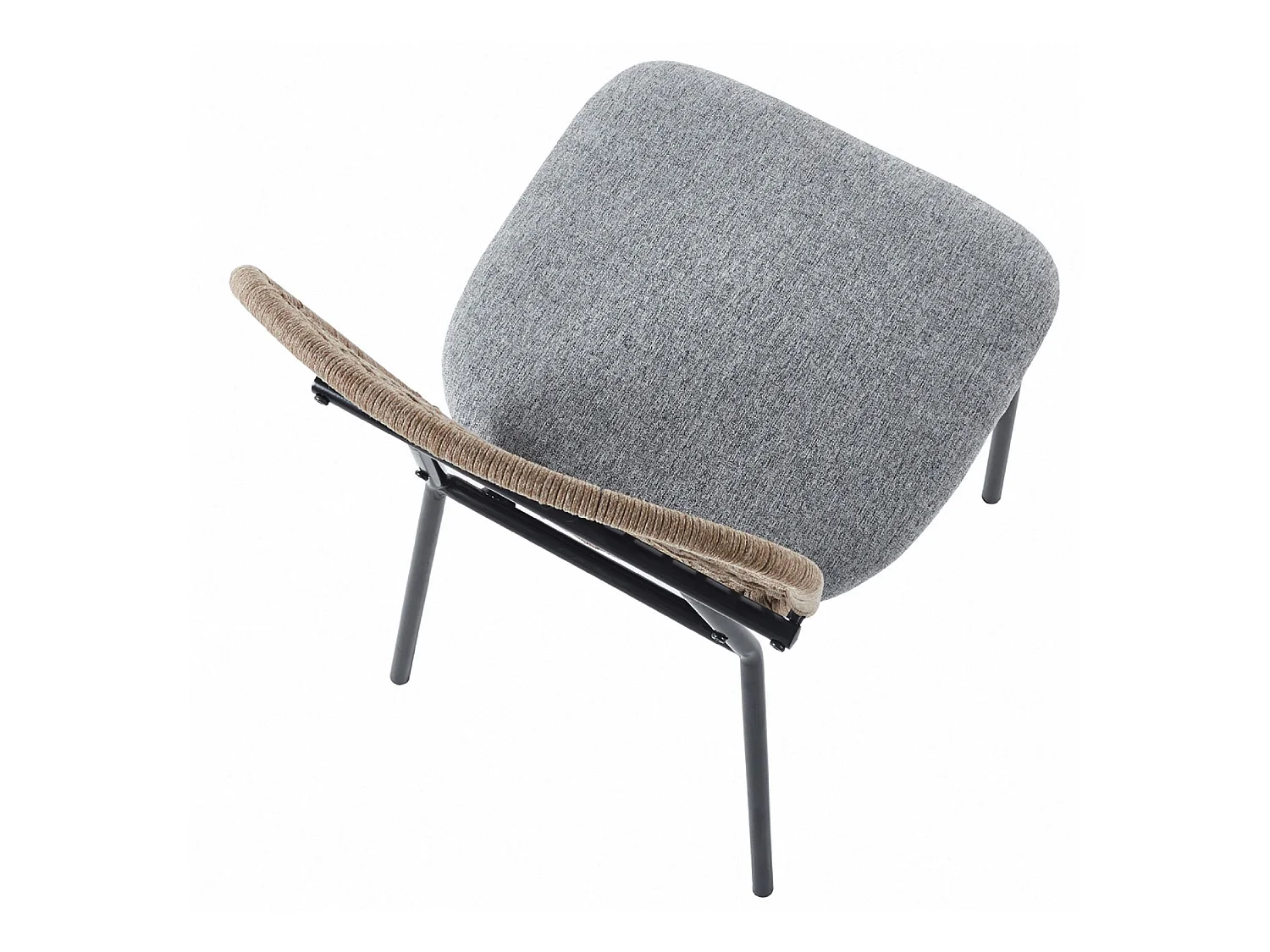 Lot 4 chaise de salle à manger rembourrée en tissu gris avec pieds en métal noir - Longueur 46 x Profondeur 59 x Hauteur 87.5 cm