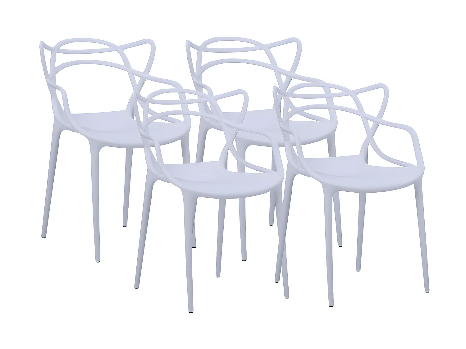 Lot de 4 chaise forme papillon en polypropylène coloris blanc - Longueur 55 x Profondeur 55 x Hauteur 83 cm