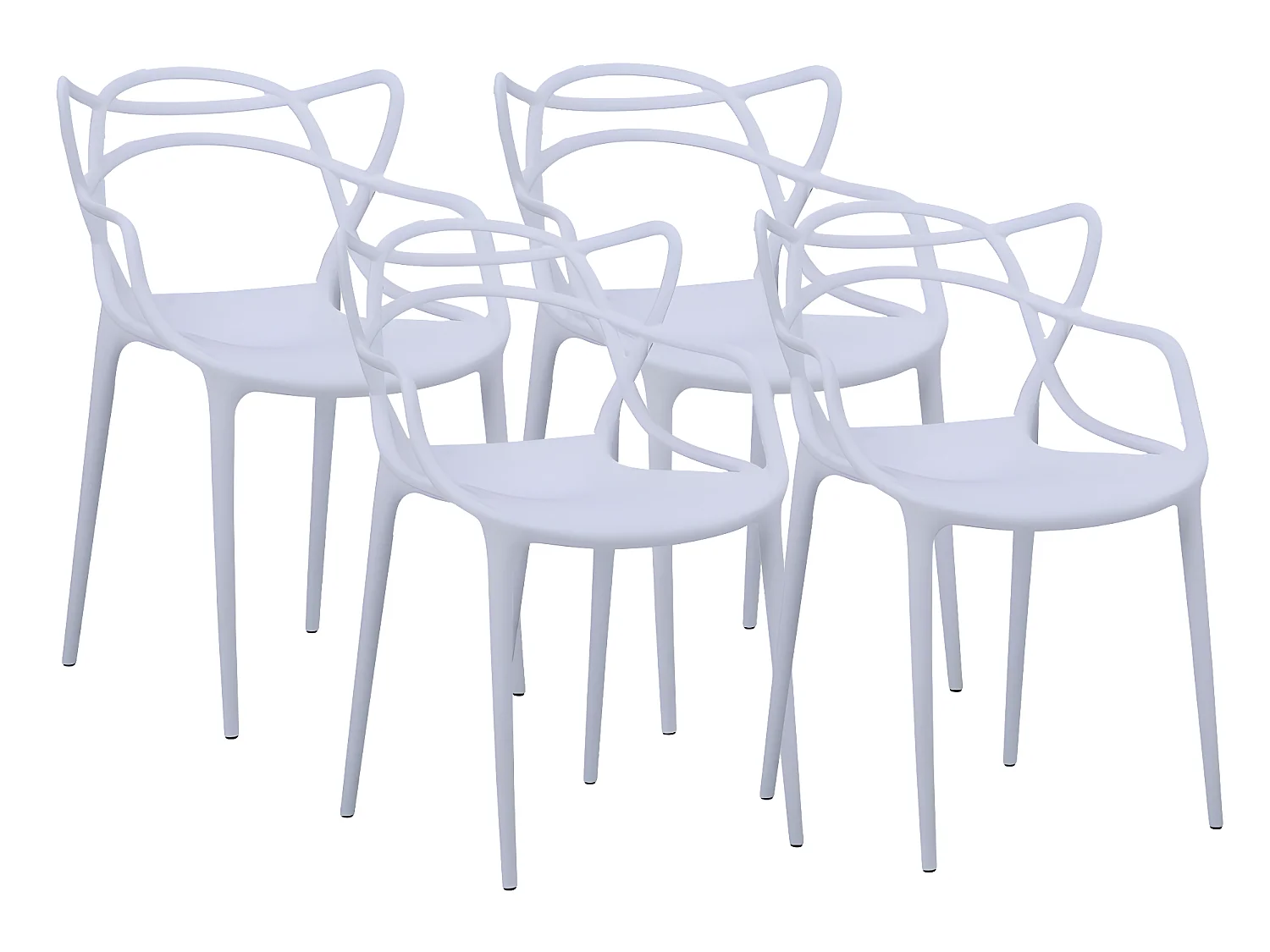 Lot de 4 chaise forme papillon en polypropylène coloris blanc - Longueur 55 x Profondeur 55 x Hauteur 83 cm