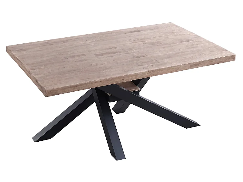 Table à manger rectangulaire en bois de chêne miel avec pieds en métal noir - Longueur 160 x Profondeur 100 x Hauteur 76 cm