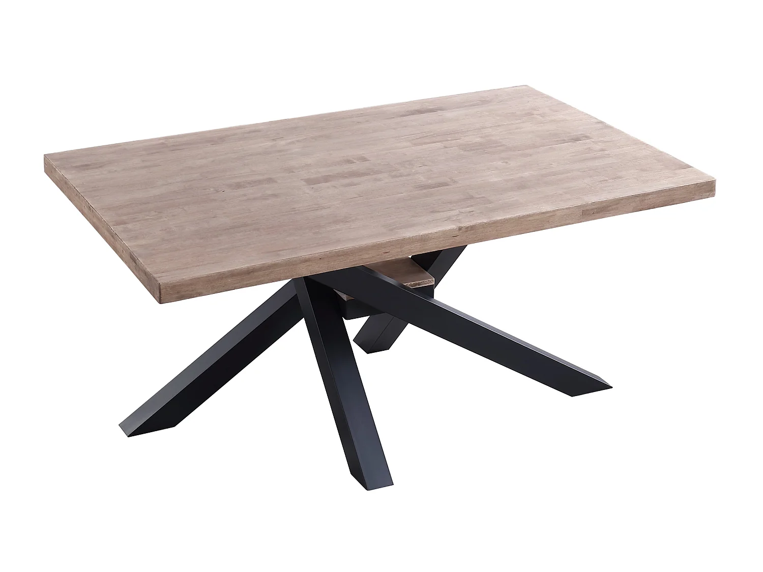 Table à manger rectangulaire en bois de chêne miel avec pieds en métal noir - Longueur 160 x Profondeur 100 x Hauteur 76 cm