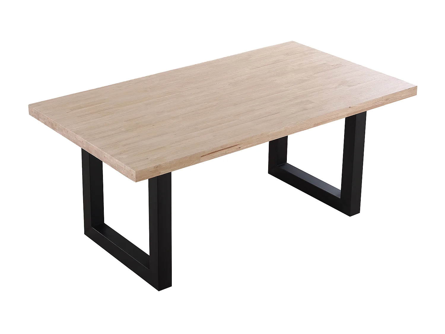 Table à manger rectangulaire en bois de chêne avec pieds en métal noir Longueur 180 x Profondeur 100 x Hauteur 76 cm