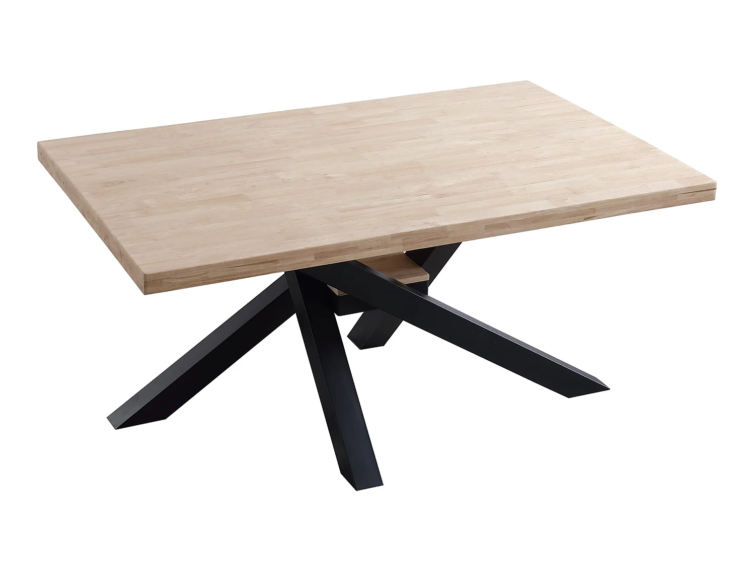 Table à manger rectangulaire en bois de chêne avec pieds en métal noir - Longueur 160 x Profondeur 100 x Hauteur 76 cm