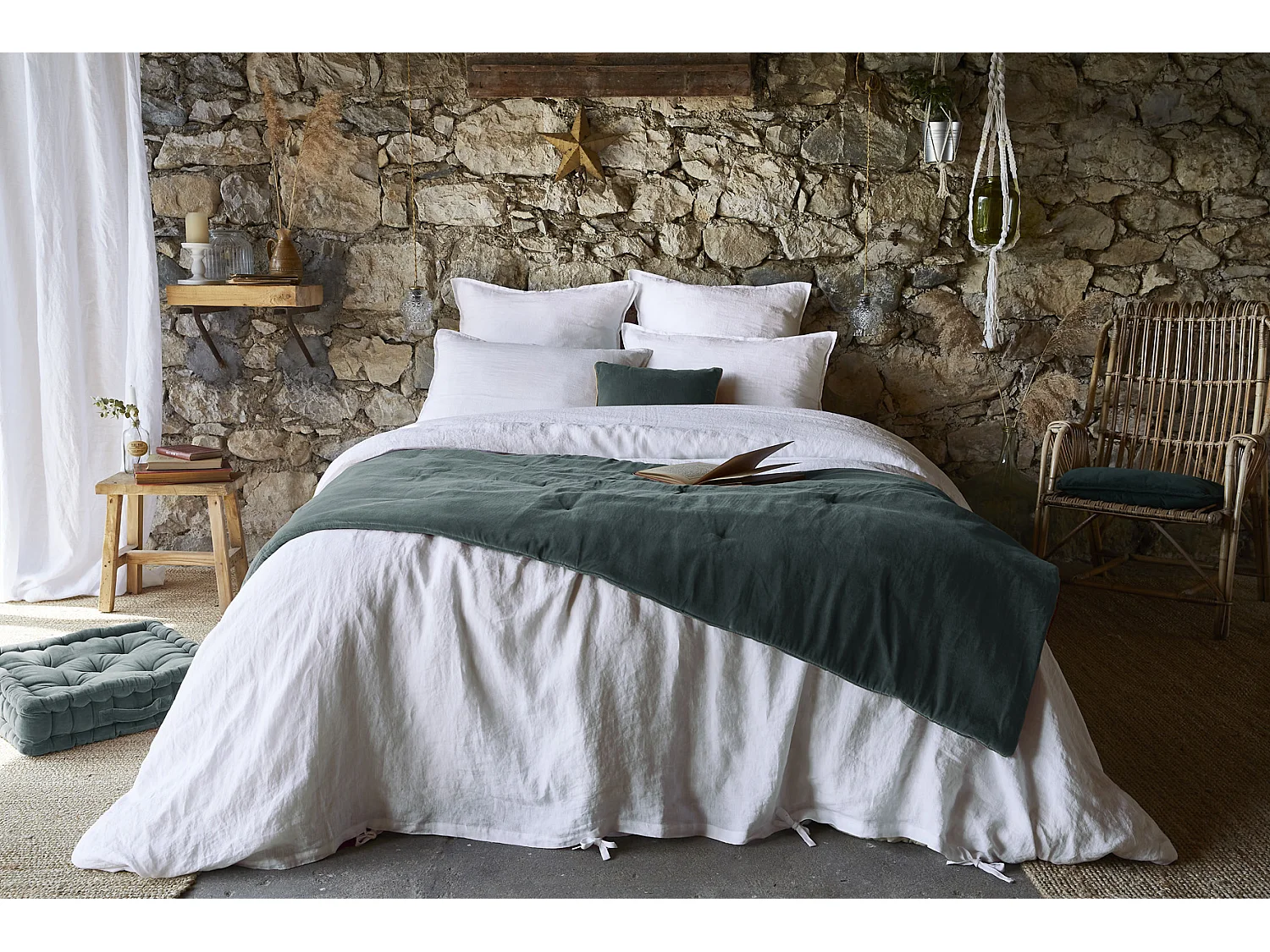 Edredon velours de coton Cesar ardoise