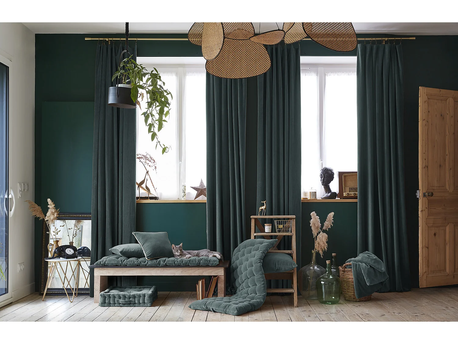 Edredon velours de coton Cesar ardoise