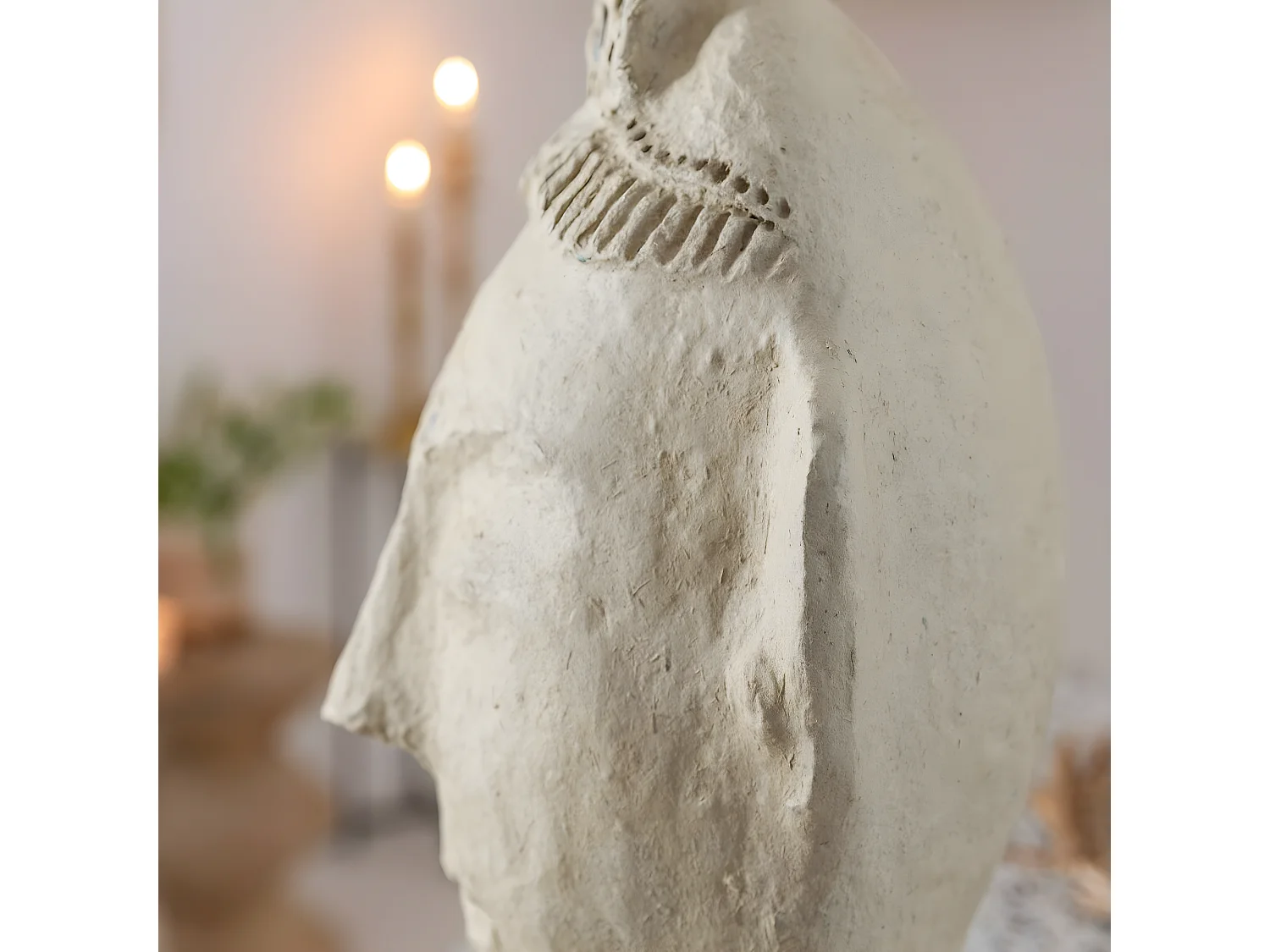 Sculpture buste femme en papier mâché Antoine