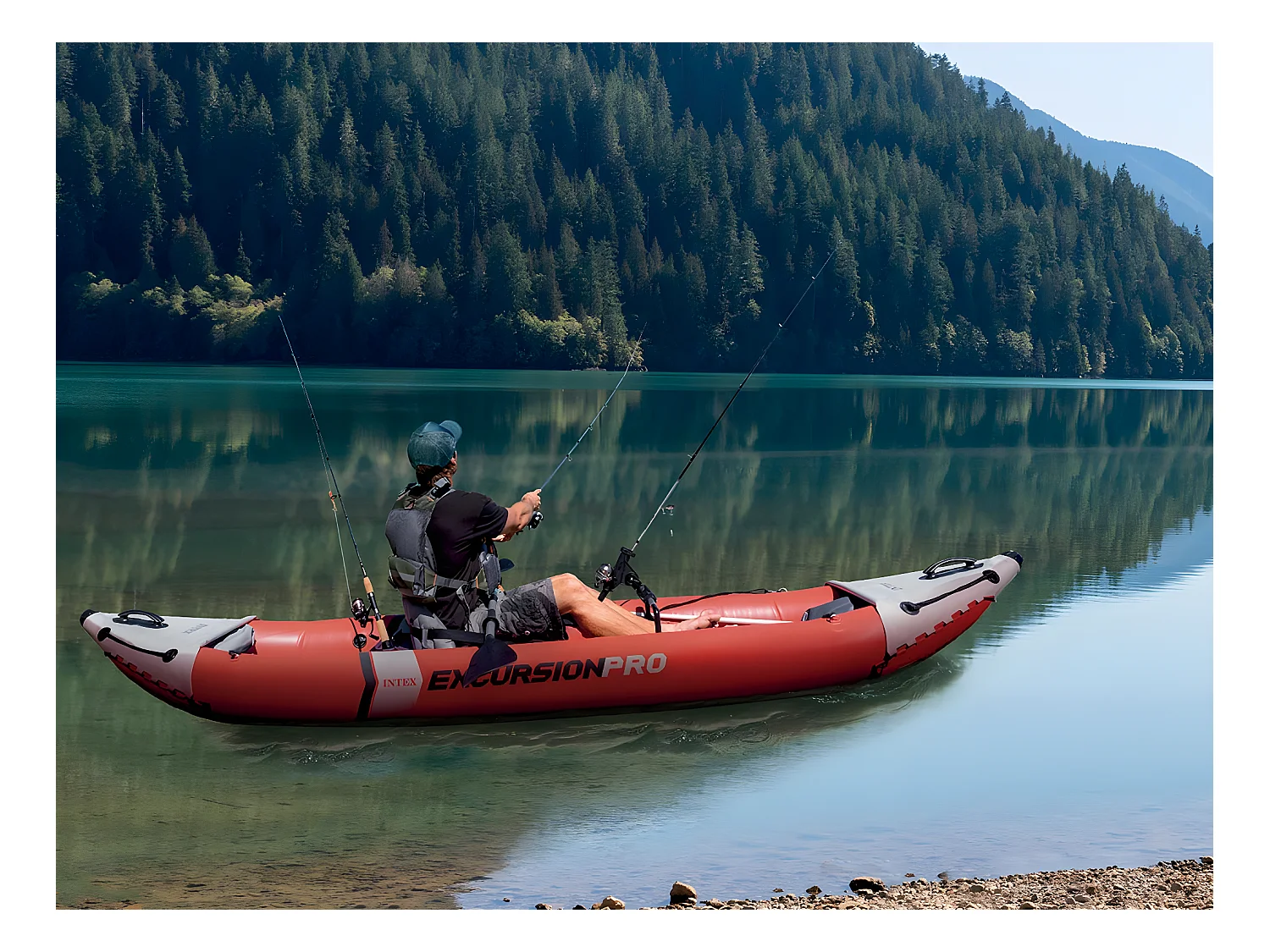 Kayak hinchable K2 Excursión Pro Intex 2 personas con remos naranja 46x94x384 cm