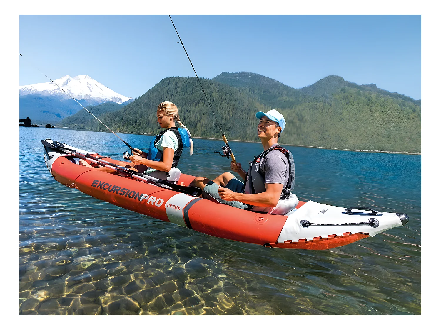 Kayak hinchable K2 Excursión Pro Intex 2 personas con remos naranja 46x94x384 cm