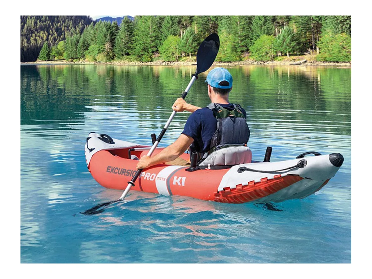 Kit canoë gonflable 1 place Excursion Pro K1 avec rames et gonfleur - Intex