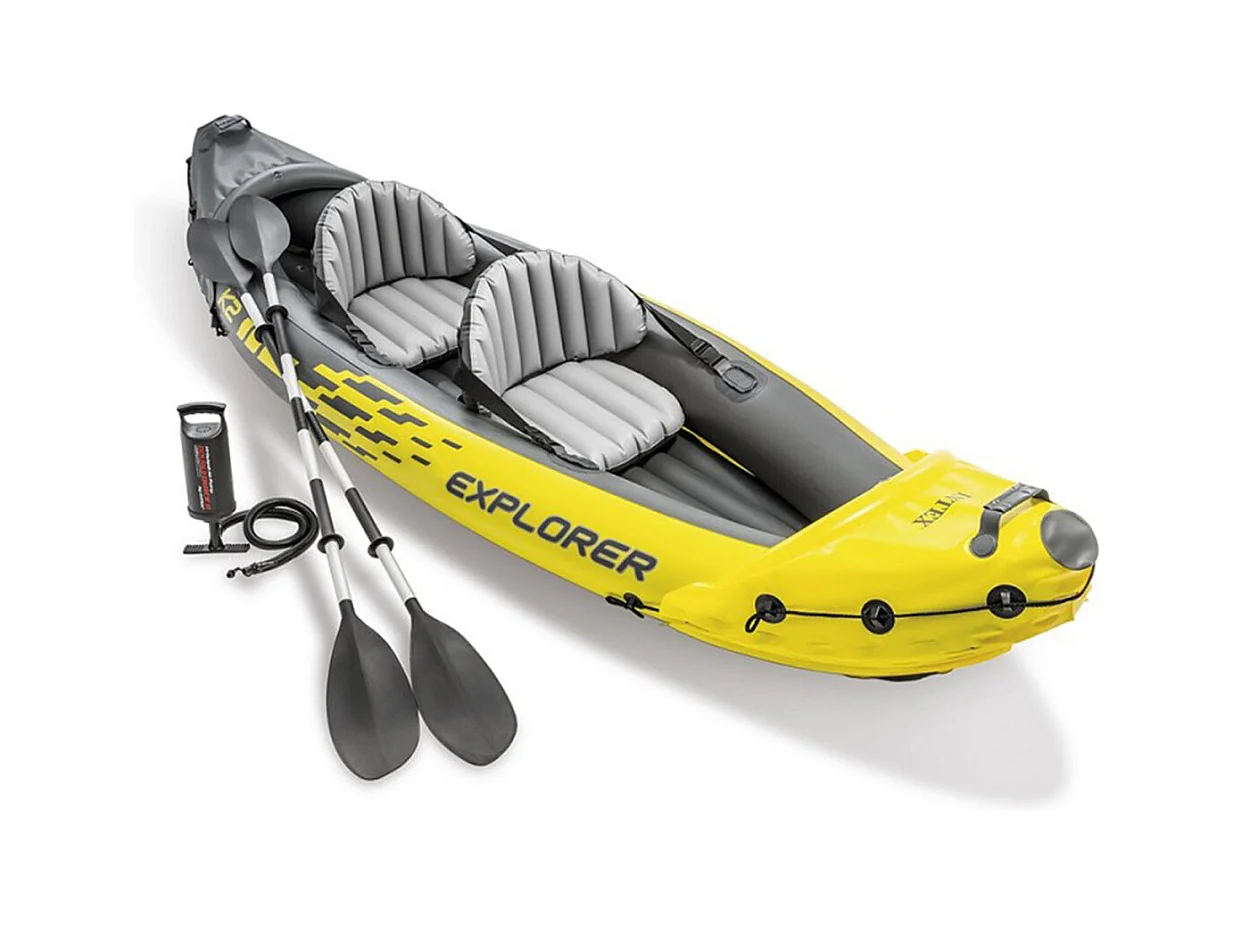 Kit canoë gonflable 2 places Explorer K2 avec rames et gonfleur - Intex