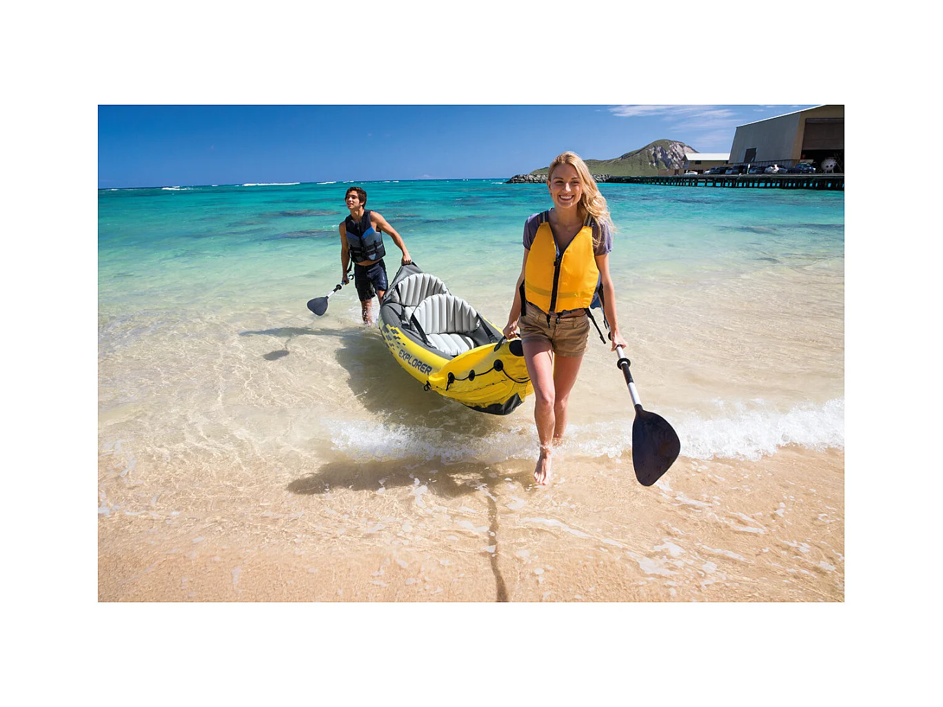 Kit canoë gonflable 2 places Explorer K2 avec rames et gonfleur - Intex