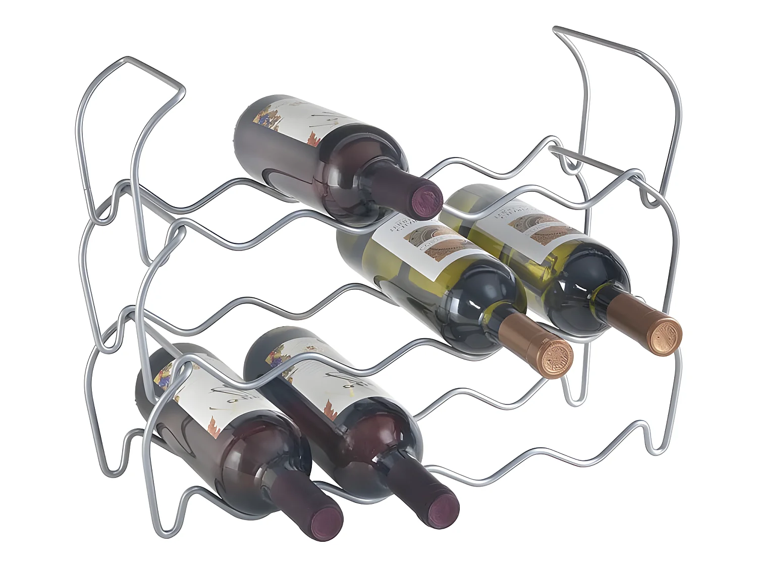 Stapelbare flessenhouder 12 compartimenten moduleerbaar in metaltext Grijs Polytherm®